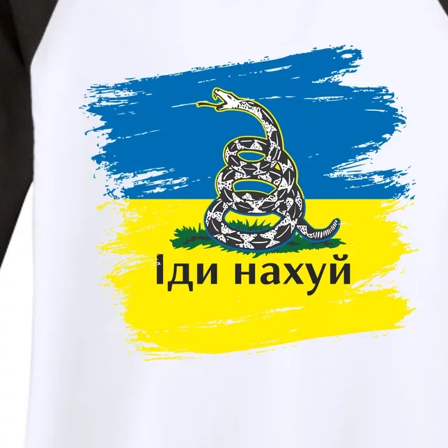 Ukrainian Flag Russian War Ship Go Fuck Yourself Women's Tri-Blend 3/4-Sleeve Raglan Shirt