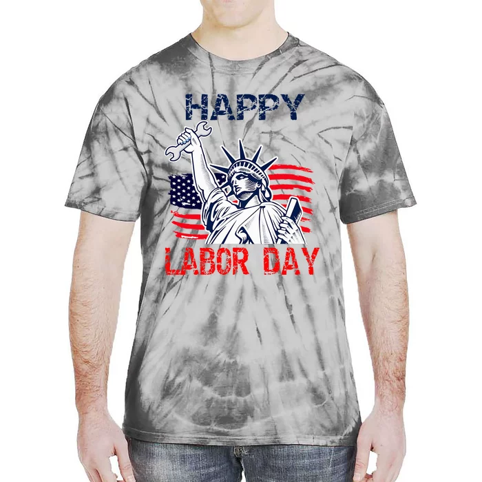 Us Flag Statue Of Liberty Labor Day Tie-Dye T-Shirt