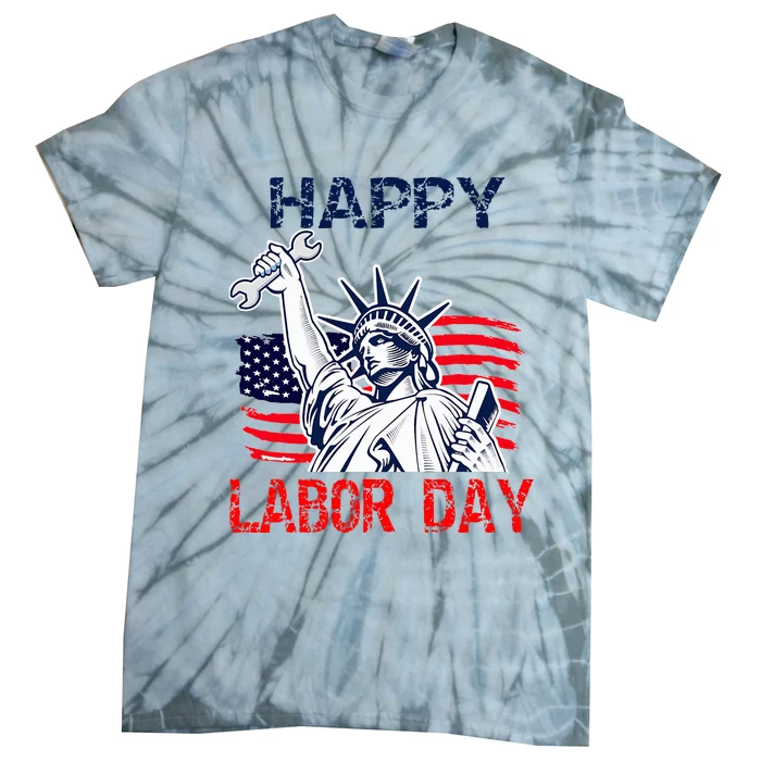 Us Flag Statue Of Liberty Labor Day Tie-Dye T-Shirt