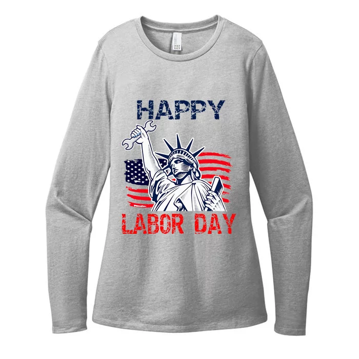 Us Flag Statue Of Liberty Labor Day Womens CVC Long Sleeve Shirt