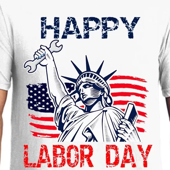 Us Flag Statue Of Liberty Labor Day Pajama Set