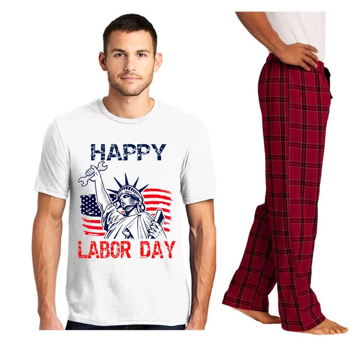 Us Flag Statue Of Liberty Labor Day Pajama Set