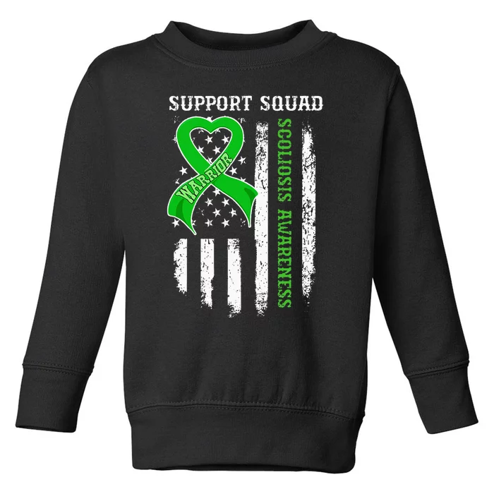 USA Flag Support Squad Scoliosis Awareness Toddler Sweatshirt