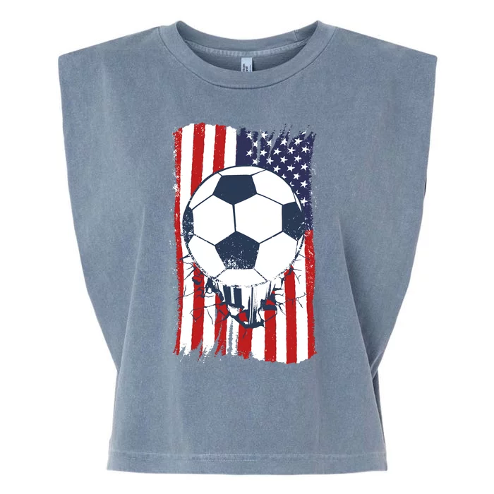 USA Flag Soccer Lover Garment-Dyed Women's Muscle Tee