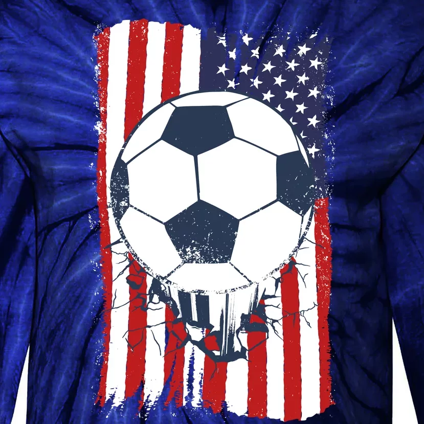 USA Flag Soccer Lover Tie-Dye Long Sleeve Shirt