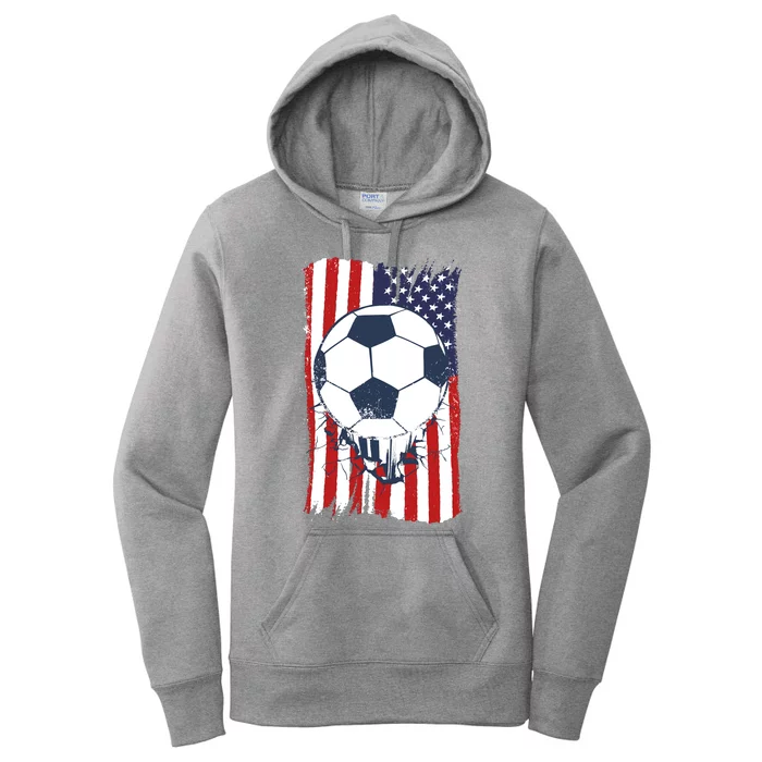 USA Flag Soccer Lover Women's Pullover Hoodie