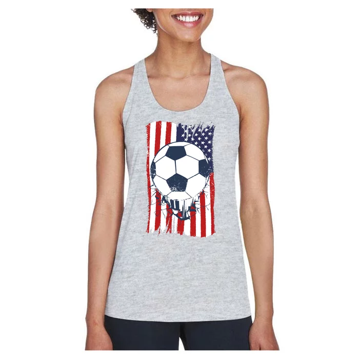 USA Flag Soccer Lover Women's Racerback Tank