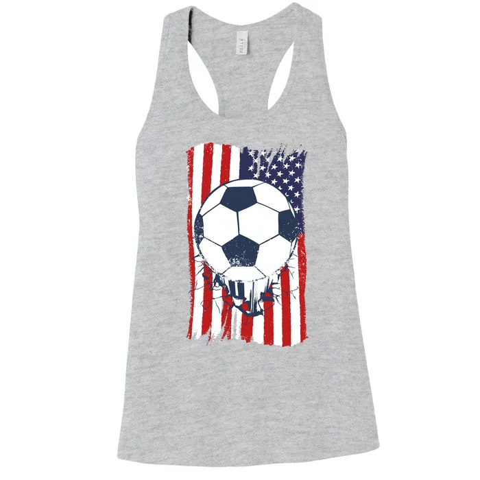 USA Flag Soccer Lover Women's Racerback Tank