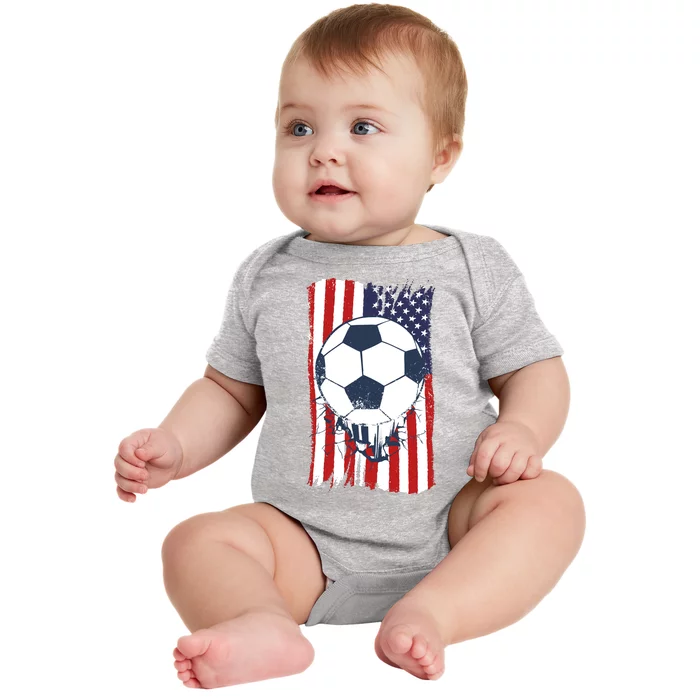 USA Flag Soccer Lover Baby Bodysuit