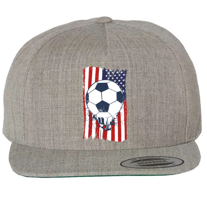 USA Flag Soccer Lover Wool Snapback Cap