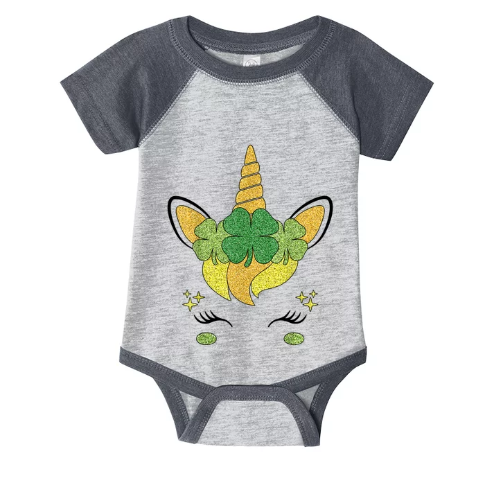 Unicorn Face St Patricks Day Irish Shamrock Infant Baby Jersey Bodysuit