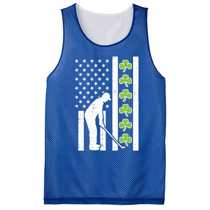 Us Flag Shamrock Golf St Patricks Day Patriotic Dad Cool Gift Mesh Reversible Basketball Jersey Tank