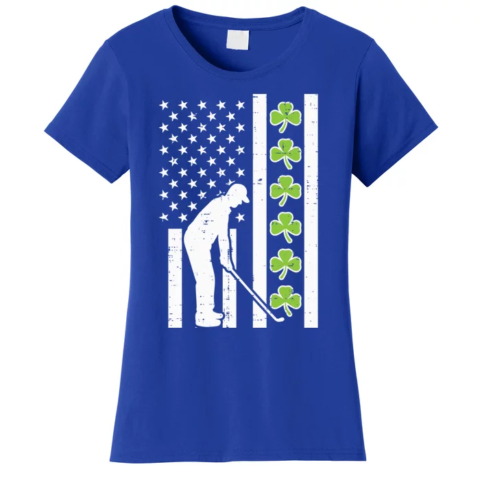 Us Flag Shamrock Golf St Patricks Day Patriotic Dad Cool Gift Women's T-Shirt