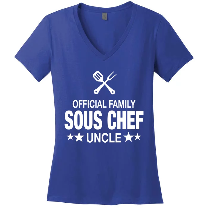 Uncle Family Sous Chef Funny Cooking Uncle Gift Women's V-Neck T-Shirt