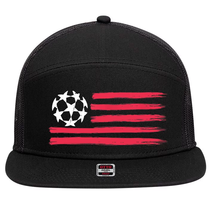 USA Flag Soccer Ball Cool Futbol Equipment 7 Panel Mesh Trucker Snapback Hat