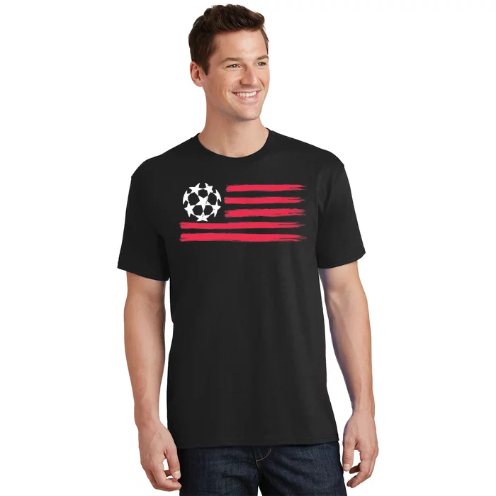 USA Flag Soccer Ball Cool Futbol Equipment T-Shirt