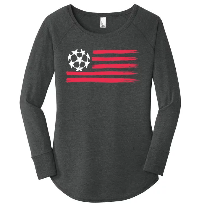 USA Flag Soccer Ball Cool Futbol Equipment Women's Perfect Tri Tunic Long Sleeve Shirt