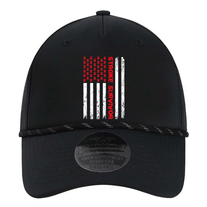 Usa Flag Stroke Survivor Awareness Red Ribbon Brain Attack Performance The Dyno Cap