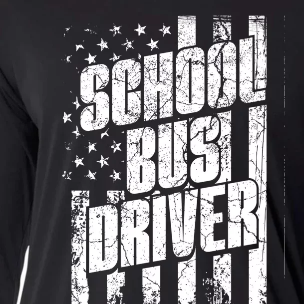 USA Flag School Bus Driver Bus Driver Retirement Bus Driver Cooling Performance Long Sleeve Crew