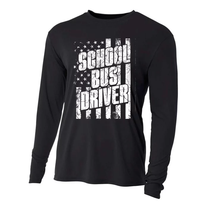 USA Flag School Bus Driver Bus Driver Retirement Bus Driver Cooling Performance Long Sleeve Crew