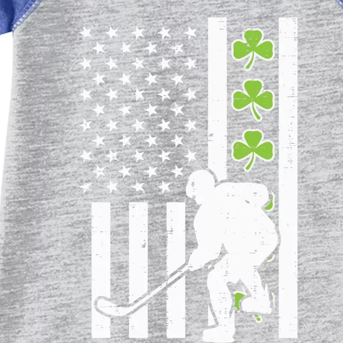 Us Flag Shamrock Ice Hockey St Patrick Day Patriotic Cute Gift Infant Baby Jersey Bodysuit