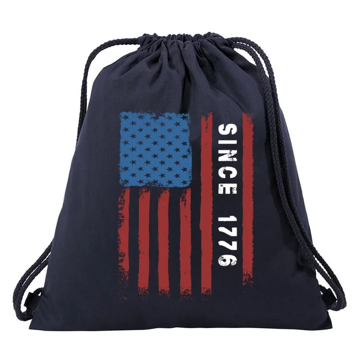 Usa Flag Since 1776 Revolution Declaration Freedom Military Gift Drawstring Bag