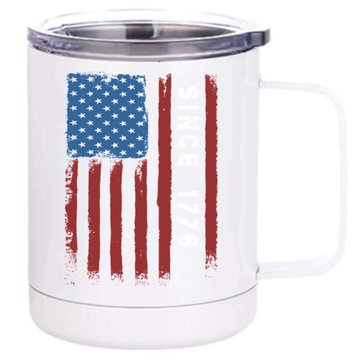 Usa Flag Since 1776 Revolution Declaration Freedom Military Gift Front & Back 12oz Stainless Steel Tumbler Cup