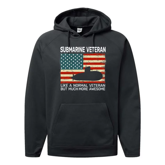 USA Flag Submarine Veteran For Men And Submarine For Men Performance Fleece Hoodie