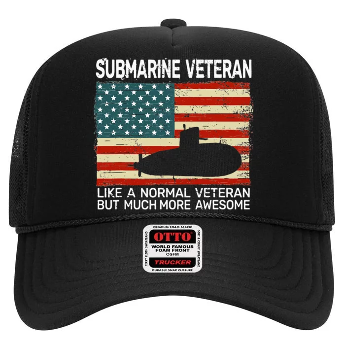 USA Flag Submarine Veteran For Men And Submarine For Men High Crown Mesh Trucker Hat