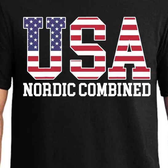 USA Flag Skier American USA Nordic Combined Pajama Set