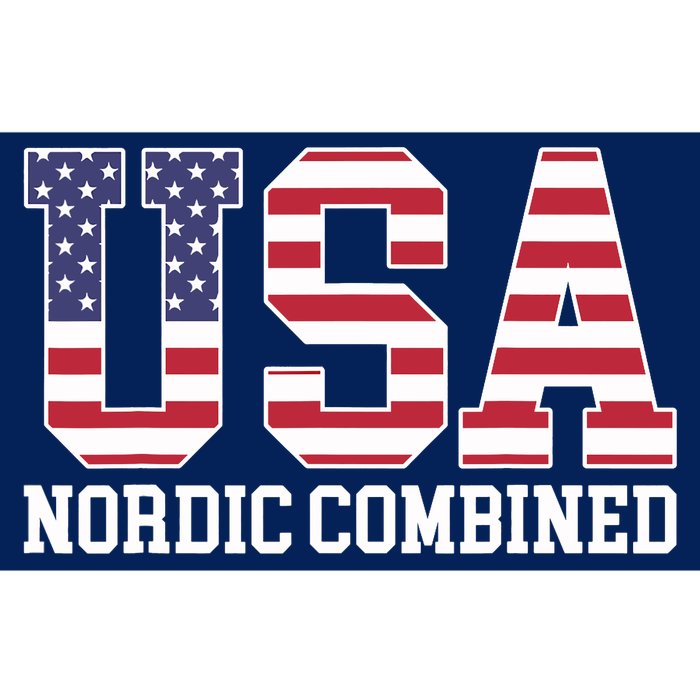 USA Flag Skier American USA Nordic Combined Bumper Sticker