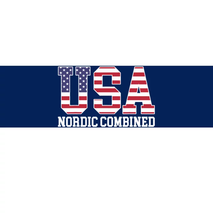 USA Flag Skier American USA Nordic Combined Bumper Sticker