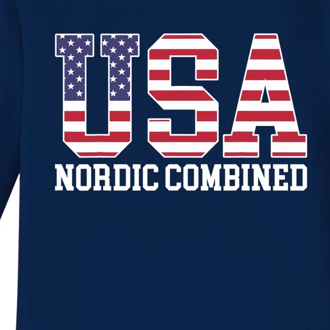 USA Flag Skier American USA Nordic Combined Baby Long Sleeve Bodysuit