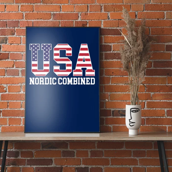 USA Flag Skier American USA Nordic Combined Poster