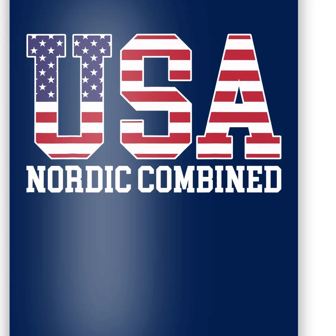 USA Flag Skier American USA Nordic Combined Poster