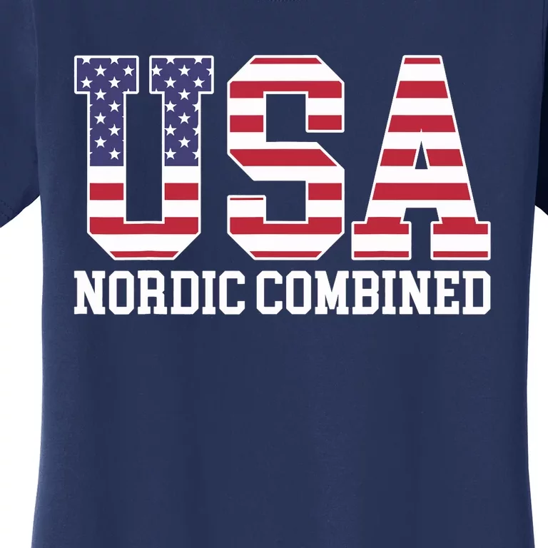 USA Flag Skier American USA Nordic Combined Women's T-Shirt