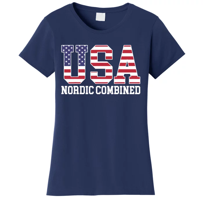 USA Flag Skier American USA Nordic Combined Women's T-Shirt