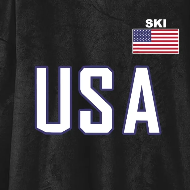 USA Flag Skiing Team Cool Ski Equipment For Skier Hooded Wearable Blanket