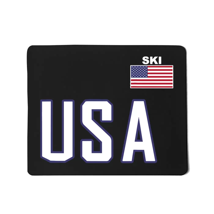 USA Flag Skiing Team Cool Ski Equipment For Skier Mousepad