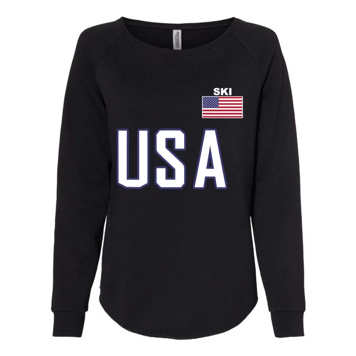 USA Flag Skiing Team Cool Ski Equipment For Skier Womens California Wash Sweatshirt