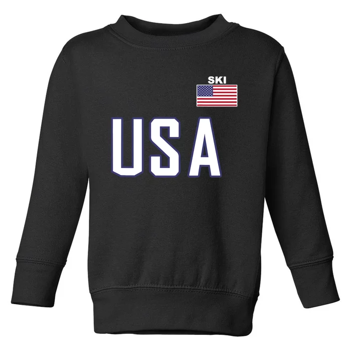 USA Flag Skiing Team Cool Ski Equipment For Skier Toddler Sweatshirt