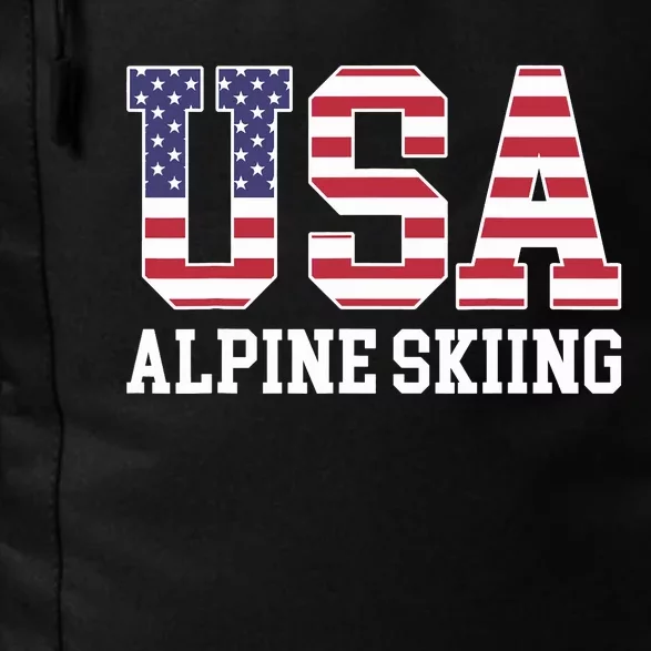 USA Flag Skier American USA Alpine Skiing Daily Commute Backpack