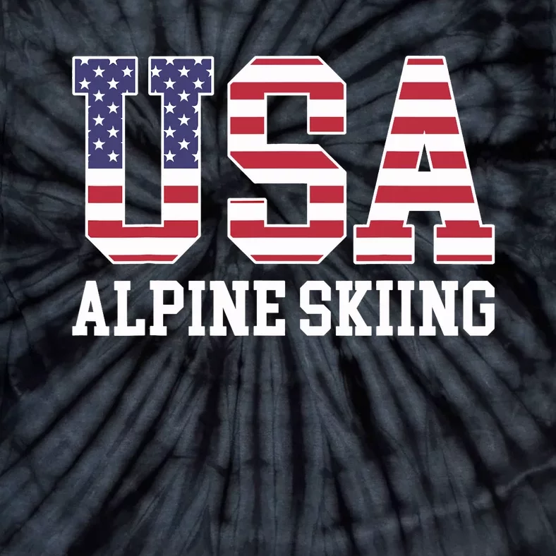 USA Flag Skier American USA Alpine Skiing Tie-Dye T-Shirt