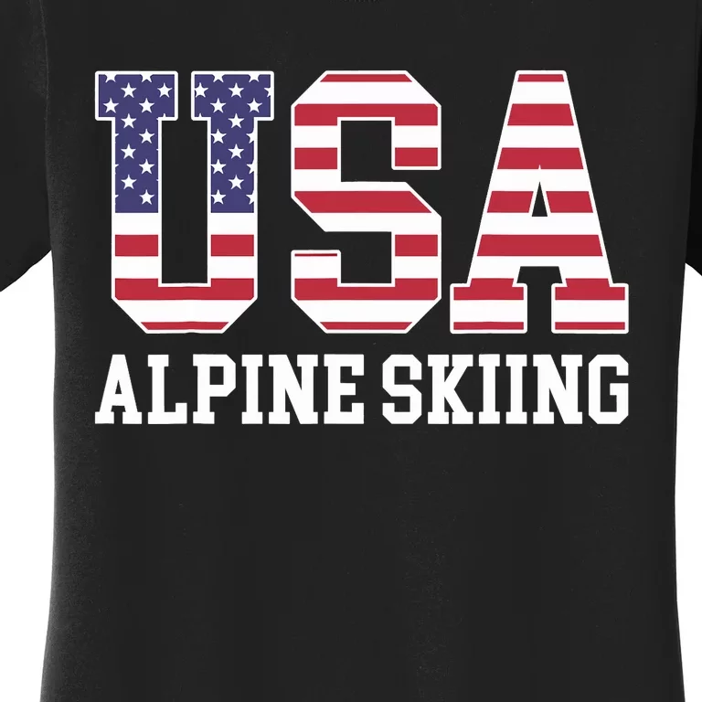 USA Flag Skier American USA Alpine Skiing Women's T-Shirt