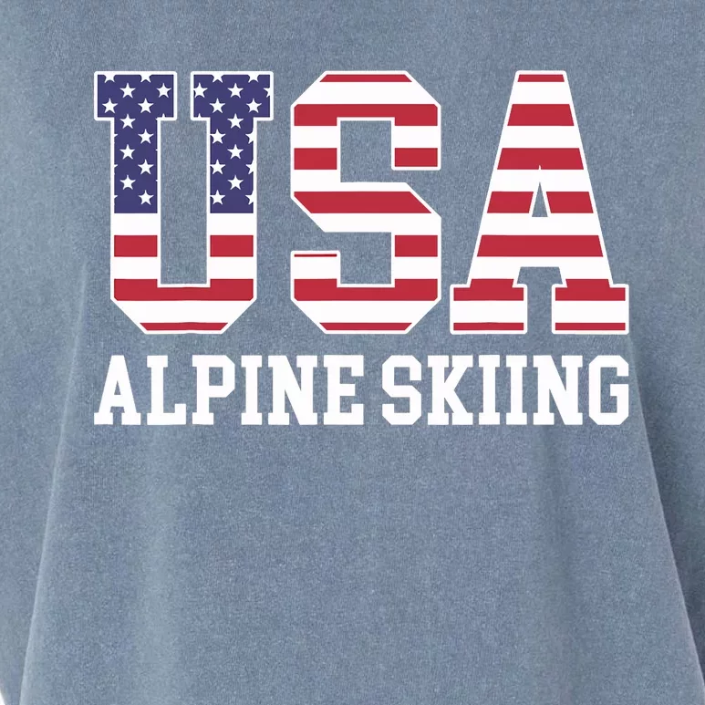 USA Flag Skier American USA Alpine Skiing Garment-Dyed Women's Muscle Tee