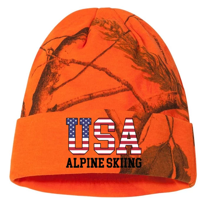 USA Flag Skier American USA Alpine Skiing Kati - 12in Camo Beanie