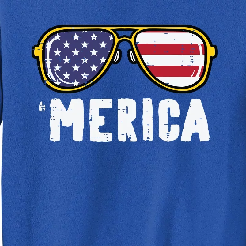 Us Flag Sunglass Merica Memorial Day Patriot Women Tall Sweatshirt