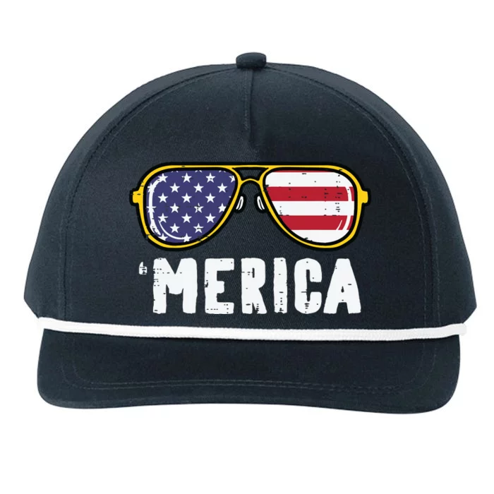 Us Flag Sunglass Merica Memorial Day Patriot Women Snapback Five-Panel Rope Hat