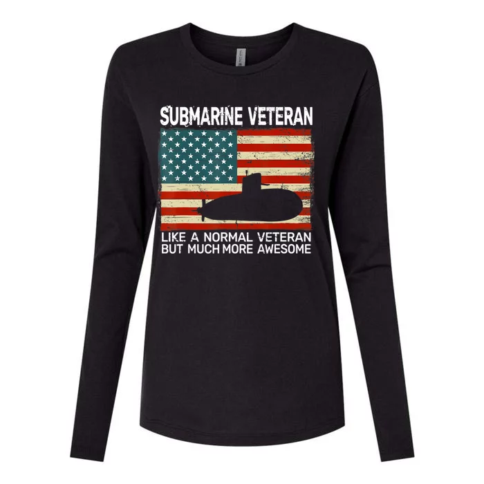 Usa Flag Submarine Veteran And Submarine Womens Cotton Relaxed Long Sleeve T-Shirt