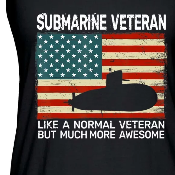 Usa Flag Submarine Veteran And Submarine Ladies Essential Flowy Tank